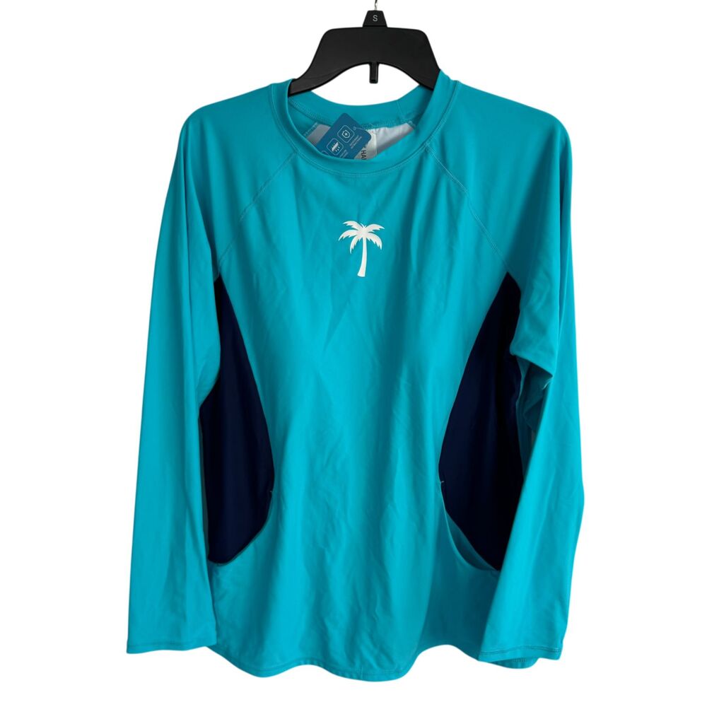 Halcurt Swim Rash Guard Shirt Size 2XL/XXL Blue Long Sleeve Swimwear Top NEW